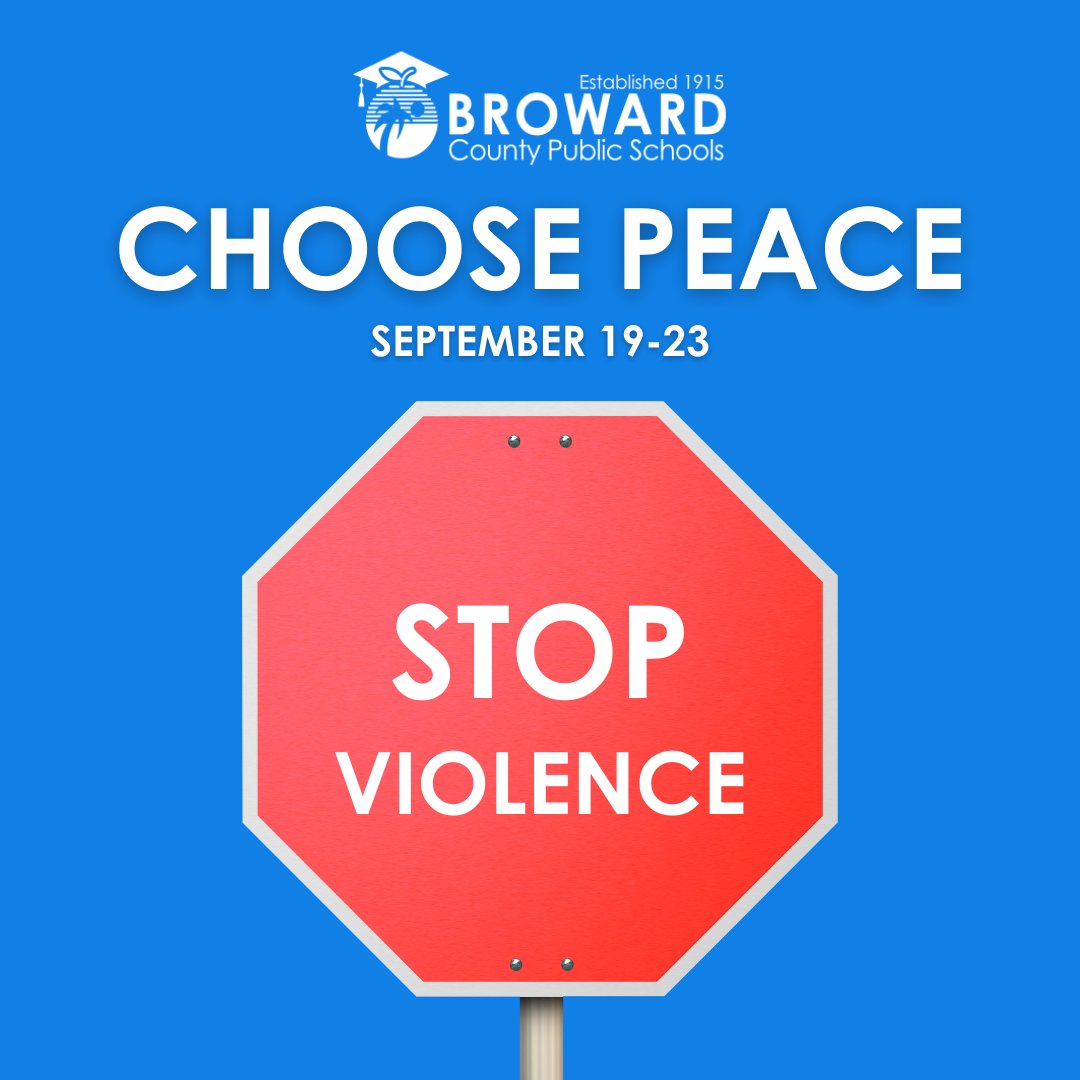browardk12teach's tweet photo. #ChoosePeace dates are Sept. 19-23. These dates work to engage and empower the youth to take action against bullying and hate. We want our youth to grow up in a safe and positive environment. 🤍
.
.
#stophate #students #stopviolence #stopbullying #spreadlove #teachers #educate https://t.co/ueSv6Ij7bk