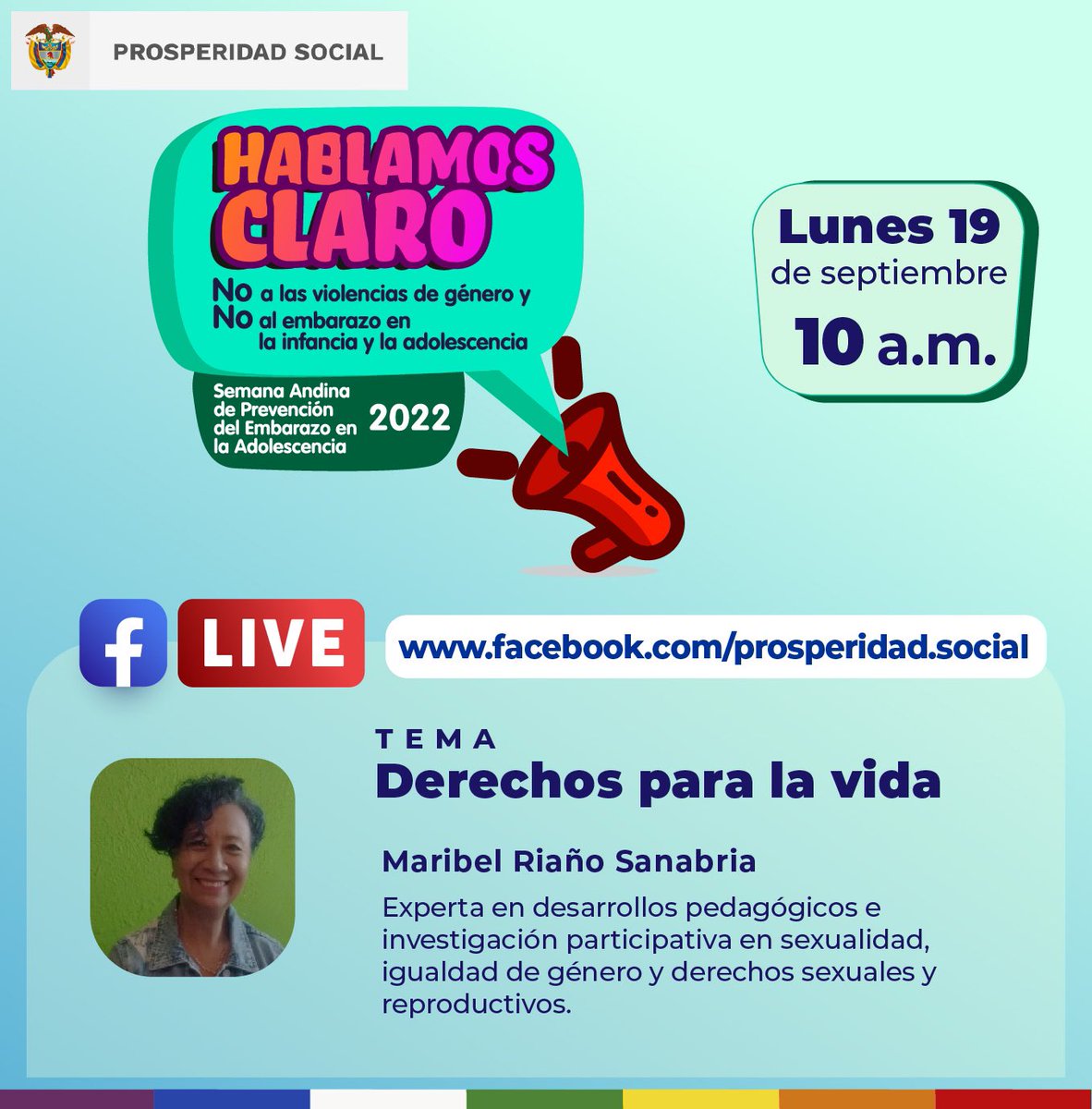 ProsperidadCol's tweet photo. #EnMinutos conversaremos con Maribel Riaño Sanabria, experta en desarrollos pedagógicos e investigación participativa en sexualidad, igualdad de género y derechos sexuales y reproductivos sobre los derechos para la vida. 
Conéctate a través de todas nuestras plataformas digitales https://t.co/amkbVipYVX