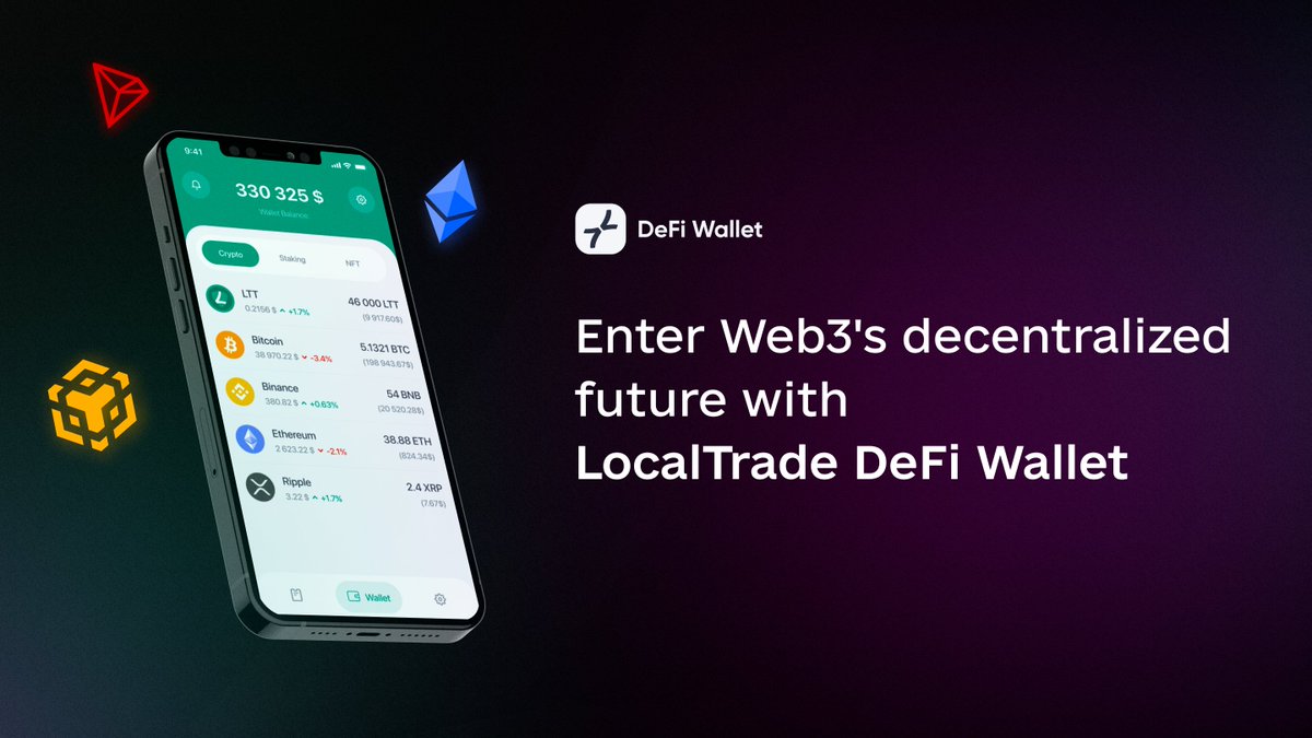 LocaltradeC's tweet photo. 🕶️ LocalTrade DeFi what? DeFi Wallet!

BSC, ETH, TRON chains ✅
WalletConnect ✅
LTT ✅

MATIC &amp; AVAX 🏗️
Allowance scanner 🏗️
Farming scanner 🏗️

Crypto is easy when you use LocalTrade DeFi Wallet! 🎊

iOS 🍏
https://t.co/ga7W1m6iIW
Android 🤖
https://t.co/506BQXsuqN https://t.co/mTicw70S95