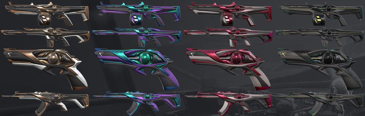 valorantups's tweet photo. ChronoVoid Skinline | #VALORANT 

~ Variants: Green, Red, and Black
~ All Skins contain 4 levels, which unlock custom idle, equip, reload, and inspect animations. 

~ Price: 8700VP https://t.co/5jbiFdDwr0