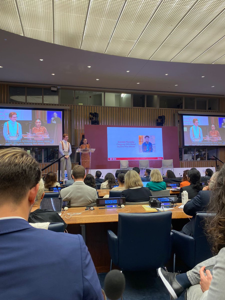 I am most grateful for the opportunity to make my maiden keynote speech at the United Nations General Assembly during the #TES Youth Mobilization Day and launch of the Youth Declaration on Transforming Education. Thank you <a href="/UNESCO/">UNESCO 🏛️ #Education #Sciences #Culture 🇺🇳</a> and <a href="/cheggdotorg/">Chegg.org</a>
