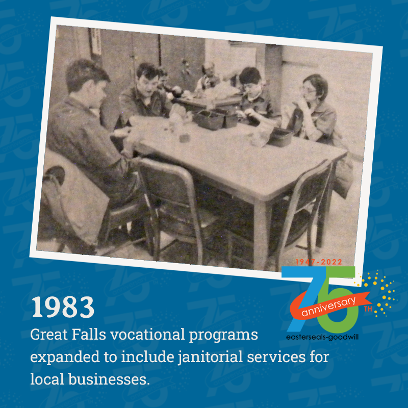 esgwnrm's tweet photo. Beginning in 1983, crews of vocational program workers provided janitorial services for the Great Falls community. This program continues today, and still works with some of the same original businesses. Learn more about our 75-year history at https://t.co/gGjhO36C1A. https://t.co/xPCN2AeLdl