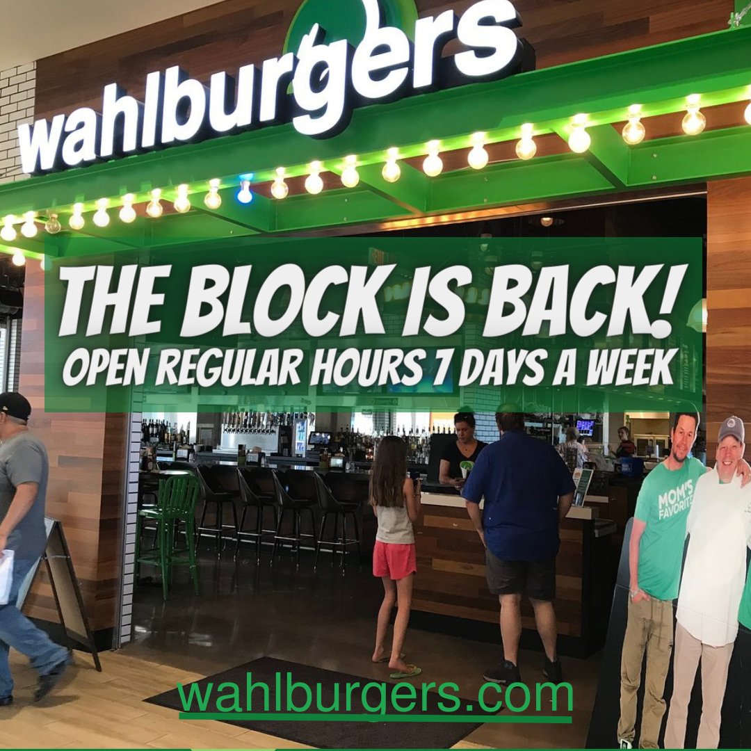 WahlPittsburgh's tweet image. UPDATE! We are back to our regular hours at The Block! Thank you so much for your patience and we'll see you today for lunch! #Wahlburgers #Pittsburgh #UpdatedHours