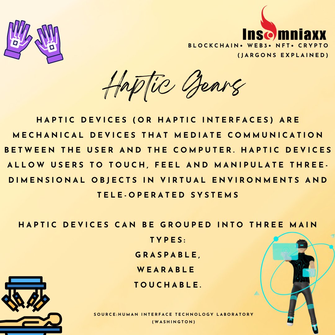 TravellaNFT's tweet photo. Jargons Explained: Haptic Gears
#CryptoJargons
#Insomniaxx
#TravellaNFT
#CryptoNews
#Web3
#Blockchain
#NFTCommunity
#nft #nftnews
#cryptocurrency
#cryptocurrencynews https://t.co/7MaQbKmLy9