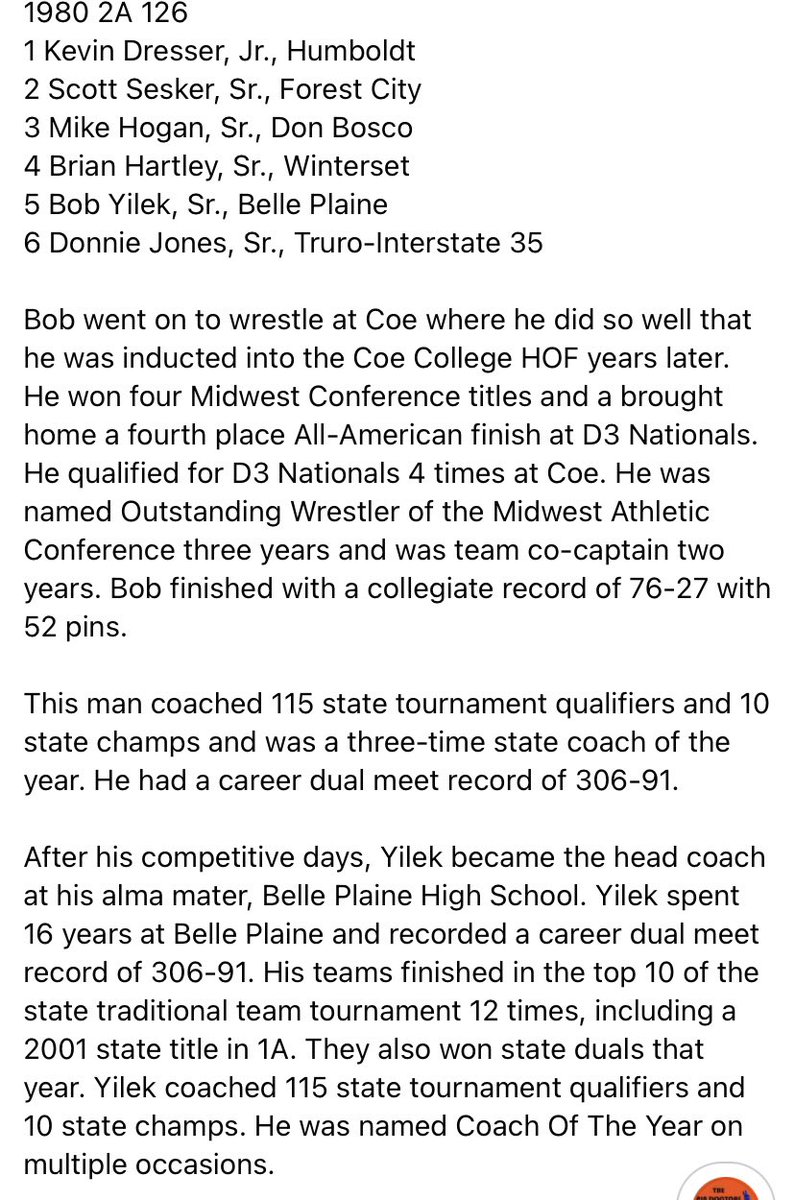 pin_dox's tweet photo. State placer, D3 AA and HOF coach! Bob Yilek! @BP_Wrestle @KohawkWrestling https://t.co/HEh2oWiJwJ
