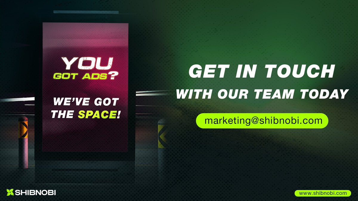 Got Ads? Let us help you reach the right audience by spreading your message on our #Shibnobi_Bridge ad spaces! 

Get in touch with us today for more info at marketing@shibnobi.com 🌁 

#SHIBNOBI