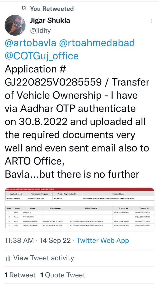 jidhy's tweet photo. @artobavla @artobavla 
Name : Jigar Niranjanbhai Shukla
Date of apply : 30-Aug-2022
Application number :  GJ220825V0285559

Please share your Phone Number also... https://t.co/AAc1JQkvLG
