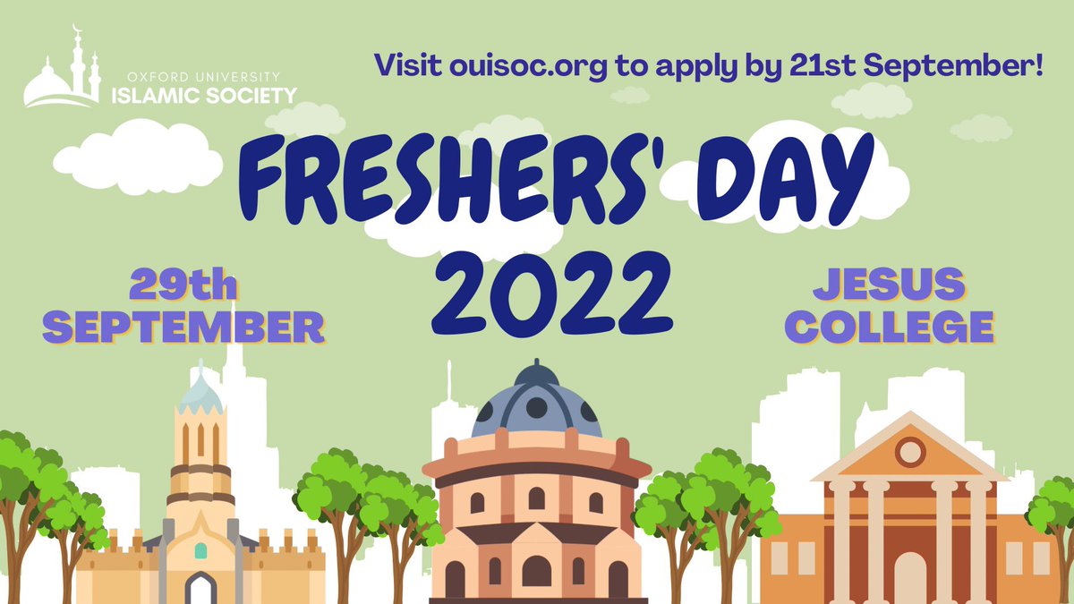 🌟OUISoc Incoming Freshers’ day🌟

Are you a Muslim incoming fresher and joining Oxford in October? 

Come to OUISoc’s Freshers’ Day on the 29th September at Jesus College Oxford from 10:30am-4pm! 

 📋Sign up here:

forms.gle/Kt5vYee6SkgWCi…
