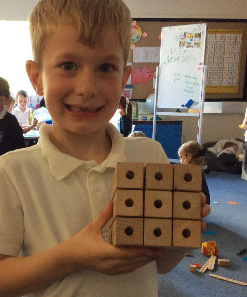 Y2_BBSM's tweet photo. Last week we used the Define Thinking Frame to help us define the number 9 and help us to remember our number bonds to 9. One of the children spotted an array of 9 within his construction blocks! #smbbmaths https://t.co/Ls3UOmLhgk