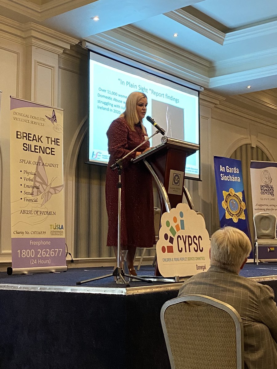 DonegalDv's tweet photo. One of the speakers at @CYPSCDL launch of #deirdrestory #domesticabuse looking at trauma based work amongst agencies. https://t.co/8KnwEIIL67