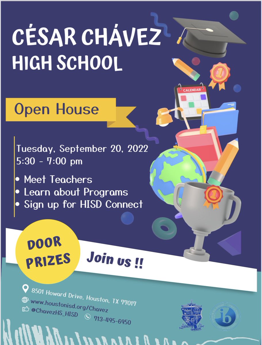 ChavezHS_HISD's tweet photo. @ChavezHS_HISD Community, please join us tomorrow Sept. 20th for a few evening events! @HISDHighSchools https://t.co/6CsYg4ncLx