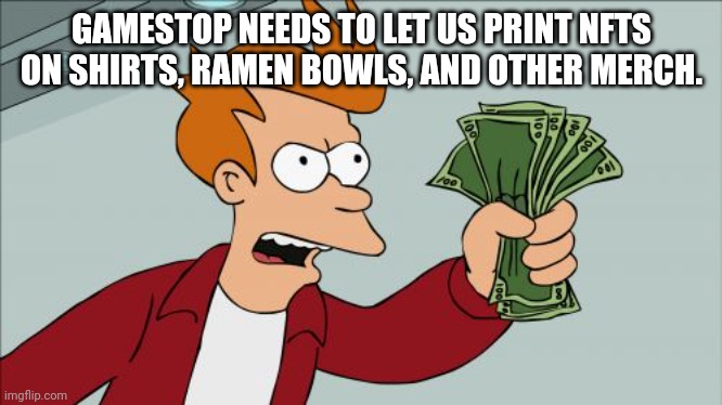 FancyLmayo's tweet photo. I was starting my holiday shopping at @GameStop and I had an epiphany about @GameStopNFT. Please let me throw money at you lol. https://t.co/cgNN4v456S