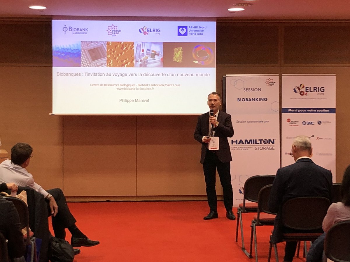 Conférence Philippe Manivet, director of biobanking Larivoisiere 
#biobanking #health #innovation #forumlabo #elrigfr