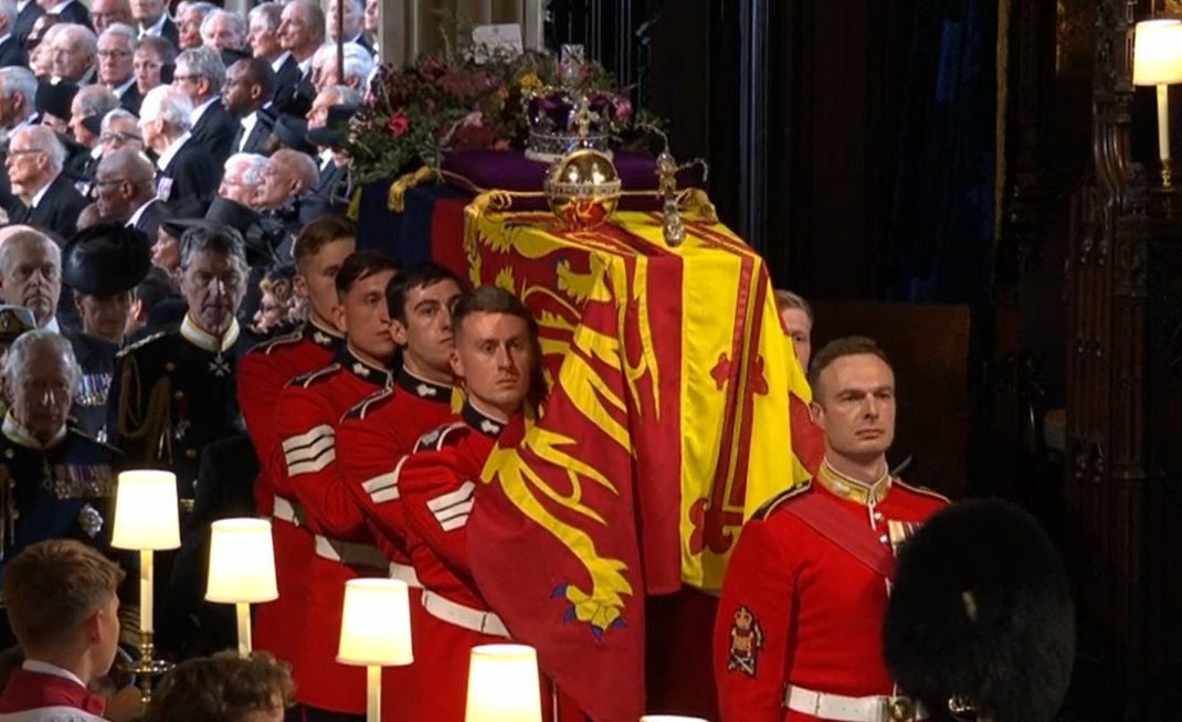 Just 10 days ago, the pallbearers carrying the Queen's coffin were in Iraq. I know everyone is saying it but they are doing an impeccable job - as are all the servicemen and women making today's service so faultless and beautiful.