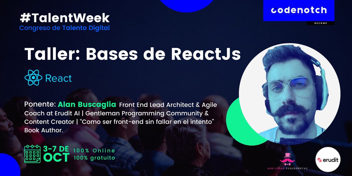 G_Programming's tweet photo. NOTICIÓN !
Conseguimos que el #taller que daré en Octubre para @CodenotchMAD de #ReactJs para la #TalentWeek  sea...
ABIERTA PARA TODO EL PUBLIC ! 

🧵🪡👇 sigue abajo https://t.co/Jdnkqn3u8N
