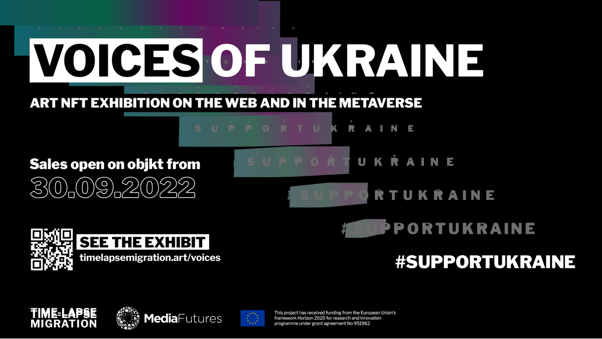 📢Save the date: 30-09
"Voices of Ukraine" exhibition &amp; objkt sales opening.

Featuring 7 Ukrainian artists who reframe complex themes such as misinformation, disinformation, and forced migration. 

Stay tuned for selected previews! 

#SupportUkraine #TimelapseMigration #NFTart