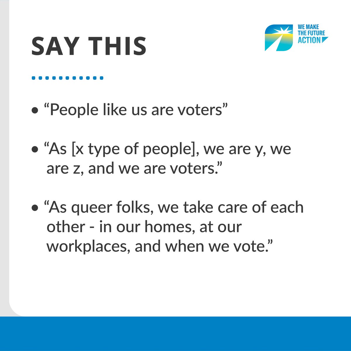WMTFAction's tweet photo. Today’s Messaging Monday: The concept of “social proof” is rooted in psychology, but this term can also be applied as a tactic to encourage voting. https://t.co/DJuJBhaRGW