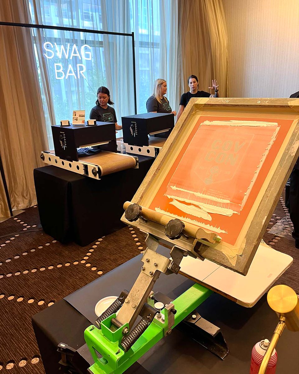 TNECD's tweet photo. We are happy to have @hiphues back for #GovCon22. 🙌 Stop by Music Row Room 4 from 9 am to 3 pm today and 8 am to 11:30 am Tuesday to get your custom screen printed t-shirt. https://t.co/YS8K2IqXVW