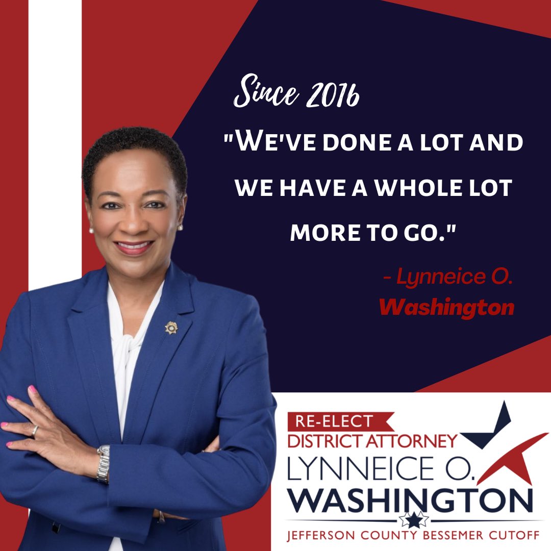 jeffcobessda's tweet photo. DA Washington, has had the honor of serving the Bessemer cut off since 2016. There’s been a lot accomplished but there is more to do! 

On November 8th, let’s keep moving forward and re-elect Lynneice O. Washington as YOUR District Attorney for Jefferson County—Bessemer Cutoff! https://t.co/25bLwdCGid