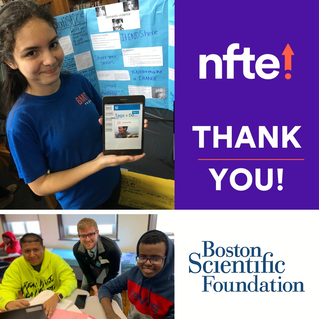 A huge thank you to <a href="/bostonsci/">Boston Scientific</a> for supporting #NFTENewEngland’s Aspiring Entrepreneurs Program. This Boston Scientific Foundation grant helps bring the power of entrepreneurship to underestimated youth and empowers them to own their futures. Learn more at NFTE.com.