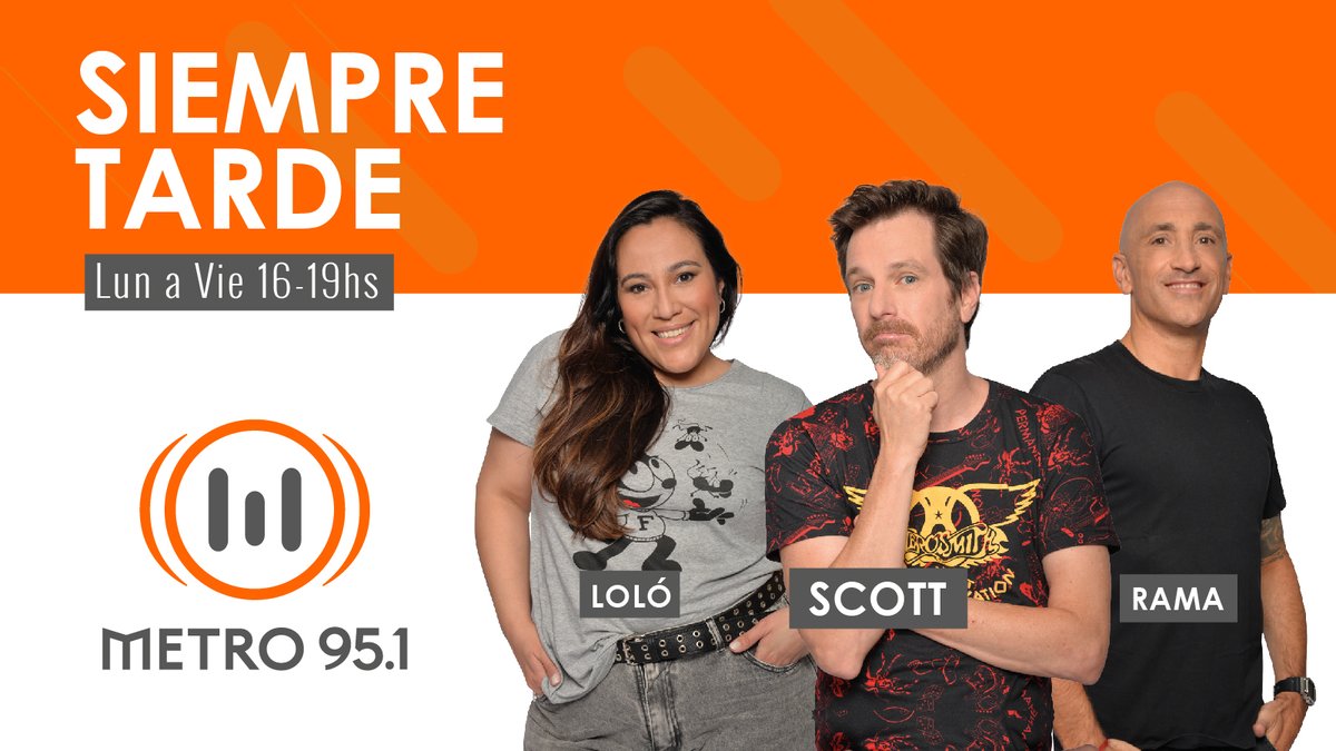 🫖 #Siempretarde se queda con vos hasta las 19hs. Solo por🔀#Metro951 
<a href="/diegoscott/">diego scott</a> <a href="/MuozLolo/">Loló Muñoz</a> <a href="/LaCritiok/">Nahuel Saa</a> <a href="/ramapantorotto/">Rama Pantorotto</a> 

🌐Seguinos en: 

▪Instagram instagram.com/metro951/?hl=es
▪TikTok tiktok.com/@Metro951 
▪Twich twitch.tv/metro951?lang=…