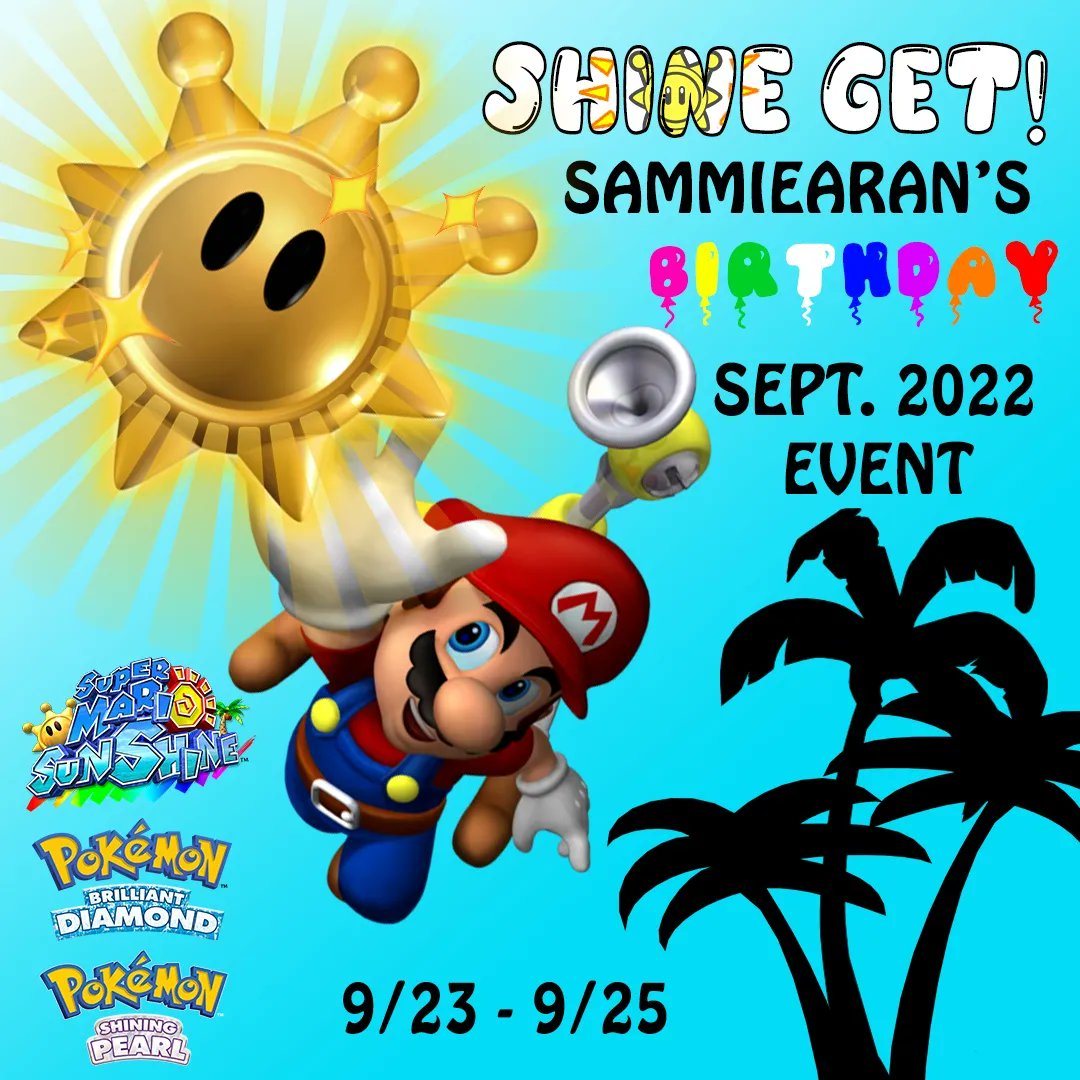 SammieAran's tweet photo. Introducing this sept. event - #shineget! 🌞
Do you have a copy of #supermariosunshine and/or #bdsp? You can join! Hop in the #discord to learn more:
https://t.co/dhb4yABFvO
@NintendoAmerica #nintendo #discordrevent #communityevent #pokemonevent #pokemon @Pokemon #shinypokemon https://t.co/kR2wW1RaqD