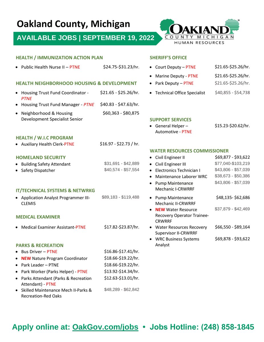 Oakland County on Twitter "Looking for a career change? Take a look at