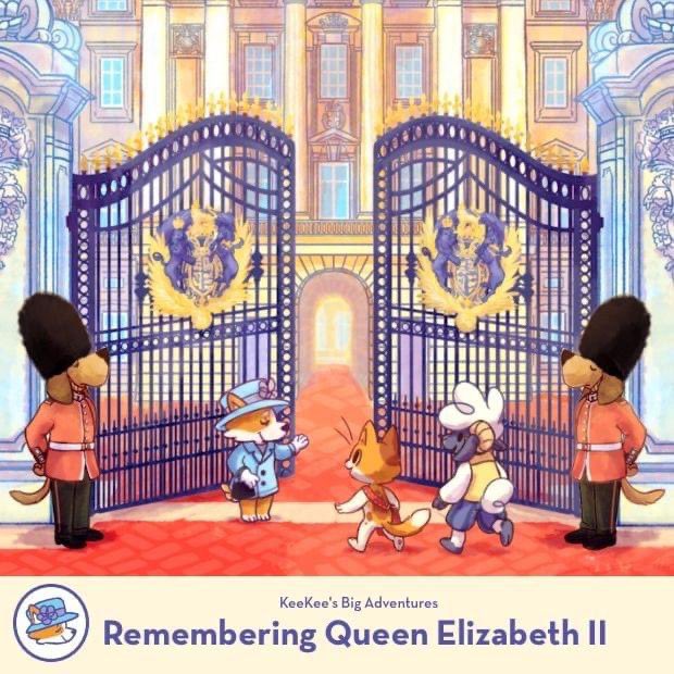KeeKeeAdventure's tweet photo. Remembering Queen Elizabeth II👑 Her Majesty was very passionate about animals, especially her horses &amp; corgis.🐎 🐾 In today’s events we saw Emma🐴, one of her 100 horses, &amp; her corgis Muick &amp; Sandy.💞

👑 Get more KeeKee Queen Elizabeth Facts: https://t.co/80NYGMmGDl https://t.co/QWeNyERmaW