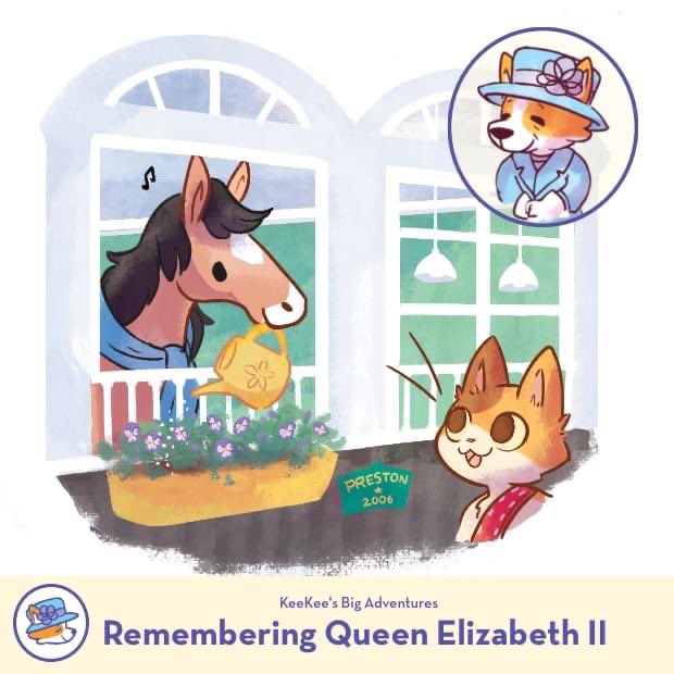 Remembering Queen Elizabeth II👑 Her Majesty was very passionate about animals, especially her horses &amp; corgis.🐎 🐾 In today’s events we saw Emma🐴, one of her 100 horses, &amp; her corgis Muick &amp; Sandy.💞

👑 Get more KeeKee Queen Elizabeth Facts: buff.ly/3qQykR7