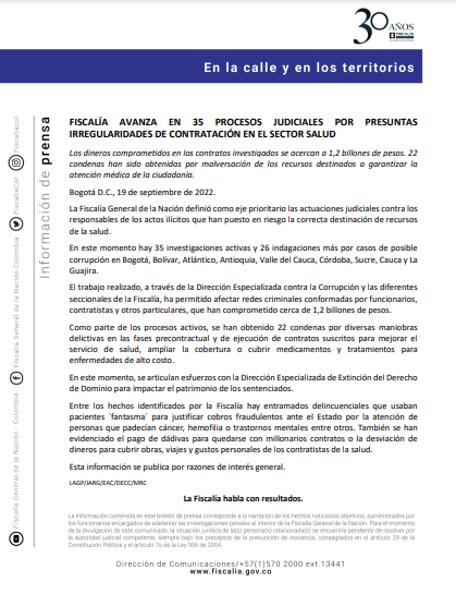 FiscaliaCol's tweet photo. El trabajo realizado a través de la Dirección Especializada contra la Corrupción y las diferentes seccionales de la Fiscalía ha permitido afectar redes criminales conformadas por funcionarios, contratistas y otros particulares, que han comprometido cerca de $1,2 billones. https://t.co/PYEqAfigHR
