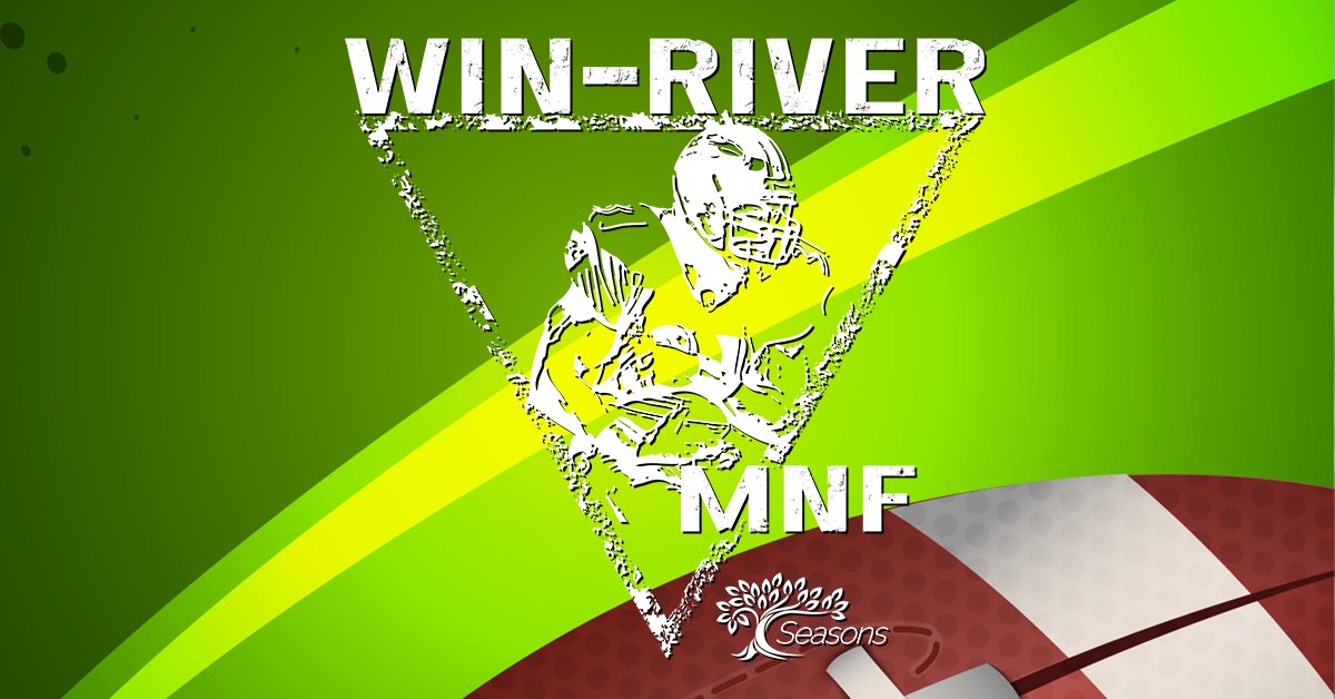 WRResortCasino's tweet photo. 🏈 Join us in Seasons for Monday Night Football, featuring kick-off for cash, t-shirt and prize drawings, and food & beverage specials. Plus, the chance to win 49er Tickets.
#MNF #WinRiver #VikingsNation @ #EaglesNation https://t.co/RGUVfK2WkV