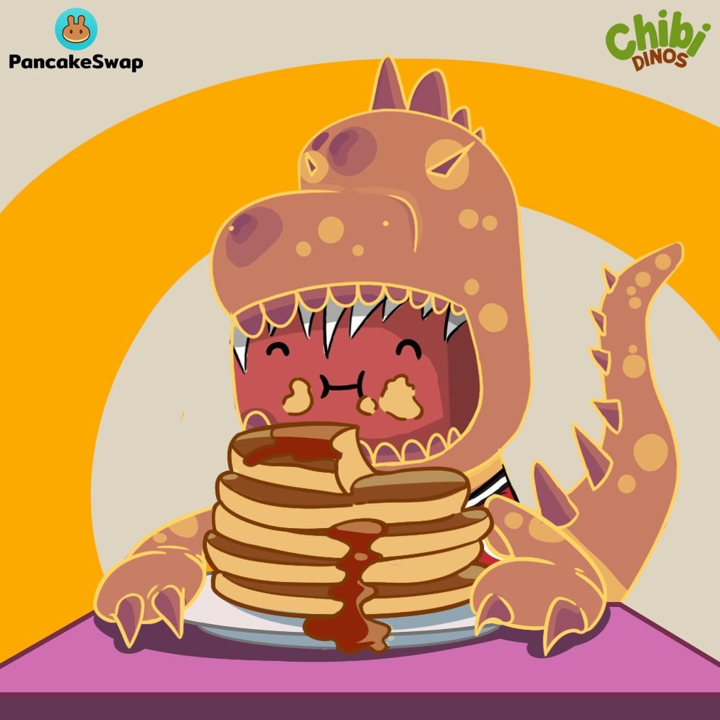 Chibi Dinos 🦖 X PancakeSwap 🥞Giveaway Day 5! 

- Caption this picture and use #ChibixPCS
- Like &amp; RT
- Follow <a href="/DinosChibi/">NotChibiDinos</a> &amp; <a href="/PancakeSwap/">PancakeSwap</a>

10 winners! 2000 $HOOP each!