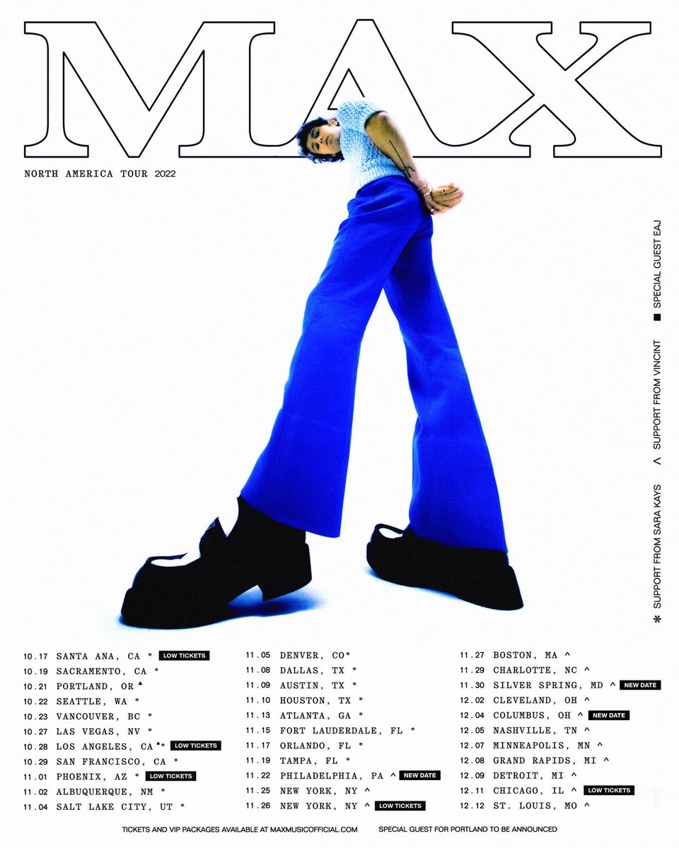 TOUR STARTS IN 4 WEEKS!! WHAT SONGS SHOULD BE ON SET LIST?!?!
maxmusicofficial.com/tour

PS: JUST ADDED COLUMBUS, PHILADELPHIA, AND SILVER SPRING(DC) ON SALE FRIDAY!!! ;)