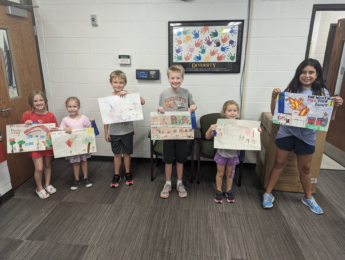 Congratulations to our Tinley Park Fire Department fire prevention poster winners! We had some great entries and ideas around the theme of "Fire won't wait, plan your escape." Nice job Cougars! #kellerproud #KirbyONE40