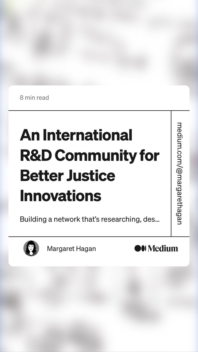 Awesome to read about cross pollination between ⁦<a href="/MonicaPalmirani/">Monica Palmirani</a>⁩ and ⁦<a href="/margarethagan/">Margaret Hagan</a>⁩ 

legal design, access to justice, government service delivery, common data standards, visual communication, and digital systems

link.medium.com/sVBulOJtstb