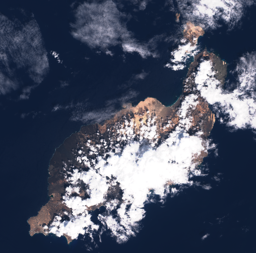 CharlesTroupin's tweet photo. #Lanzarote and #Fuerteventura seen by Sentinel-2 this afternoon, convective clouds gave some rain over the islands. https://t.co/J0I824vs90