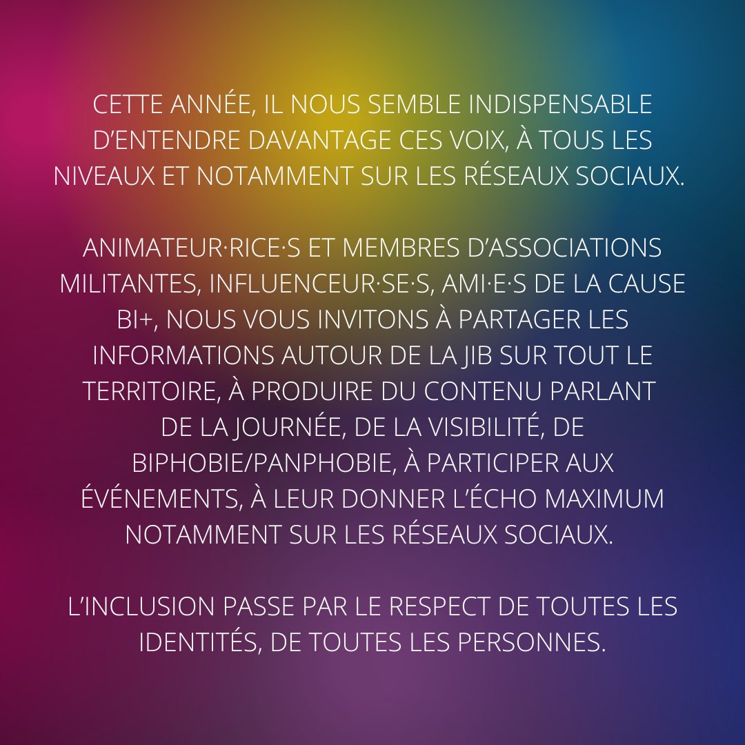 AssoBiCause's tweet photo. Tribune Journée Internationale de visibilité Bi+ (#JIB).
Encore quelques jours pour la signer. Si vous voulez rajouter votre nom ou votre association, collectif, contactez-nous.

#BiVisibilityDay #Bisexualité #Bicause #JIB2022 https://t.co/b2kPydpUny