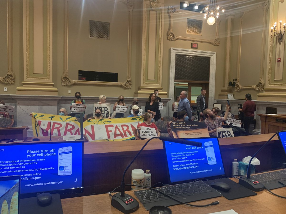 robin4mpls's tweet photo. View from the dais today as community members from the East Phillips Neighborhood Institute showed up to today’s POGO meeting to advocate for the health and future of their community.

#urbanfarmnottoxicharm https://t.co/Jgtb2q0ZP3