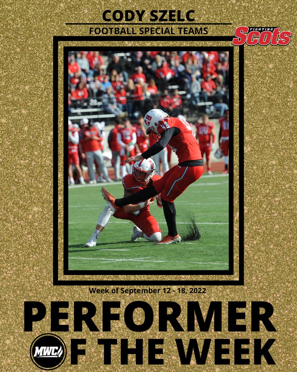 MWC Football Special Teams Performer of the Week: Cody Szelc, Monmouth College <a href="/MCFightingScots/">Monmouth Athletics</a>