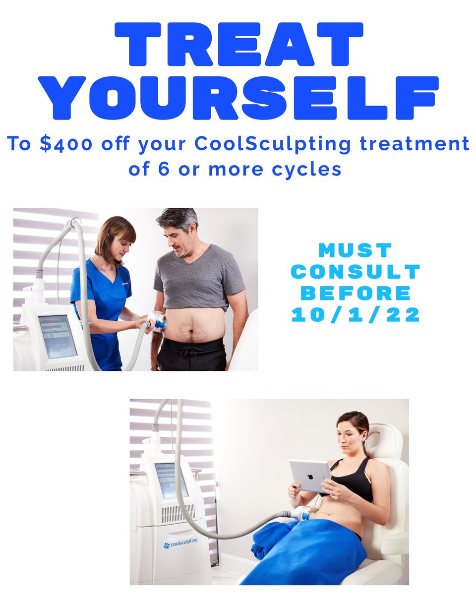 Receive $400 off your Coolsculpting treatments simply by doing a  Coolsculpting consult with us before October 1st! 

Call 651-209-3679 or email katlyn@crutchfielddermatology.com to schedule your 30 minute Coolsculpting Consult!
