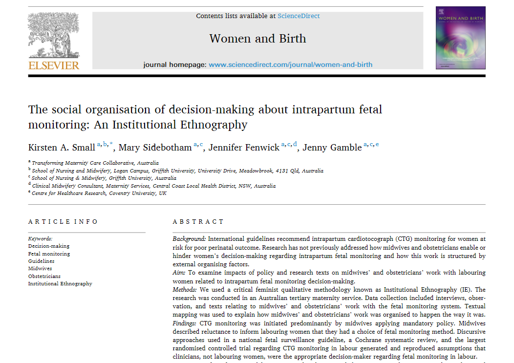 🚨 Publication Alert 🚨 Congratulations to Dr Kirsten Small (@birthsmalltalk), Prof @Mary_Sidebotham, Prof JenniferFenwick & @ProfJennyGamble on your recent publication in @womenandbirth Have a read here ⬇️ sciencedirect.com/science/articl…