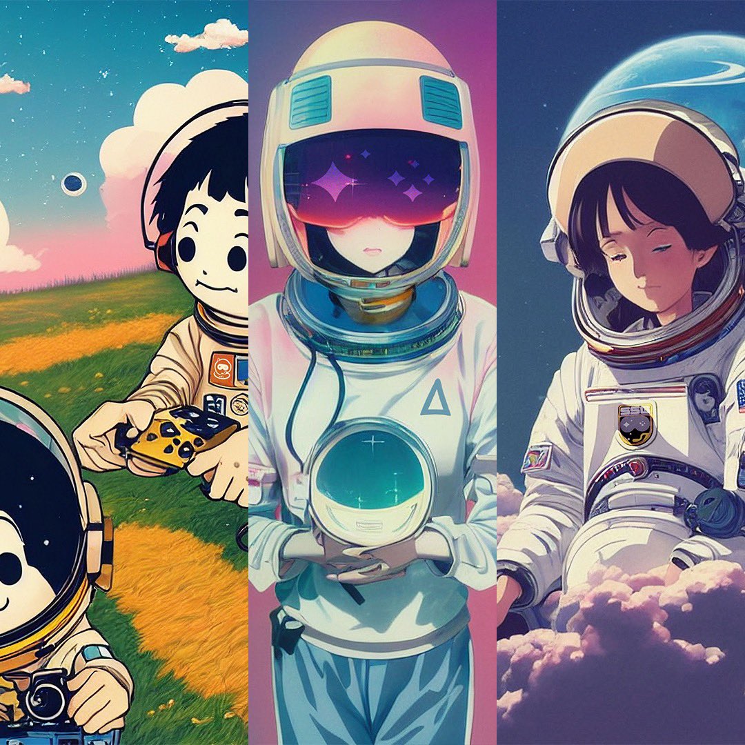 Anime Girl with Astronaut Wallpaper 4K #2900g
