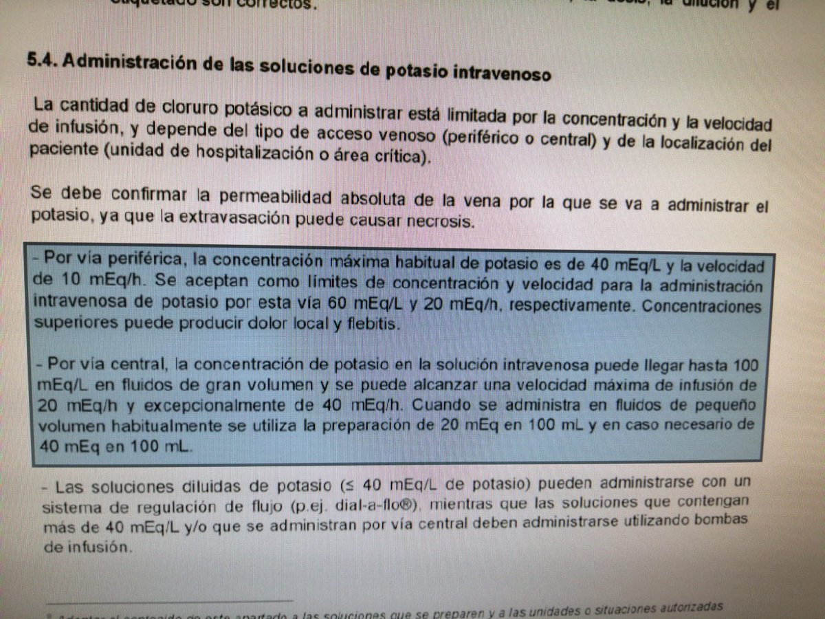Viescabozada9's tweet photo. Sobre la administración de las soluciones de potasio intravenoso - Vía @seferlas (@FarmaciaHUCA) https://t.co/F81S8TLua0