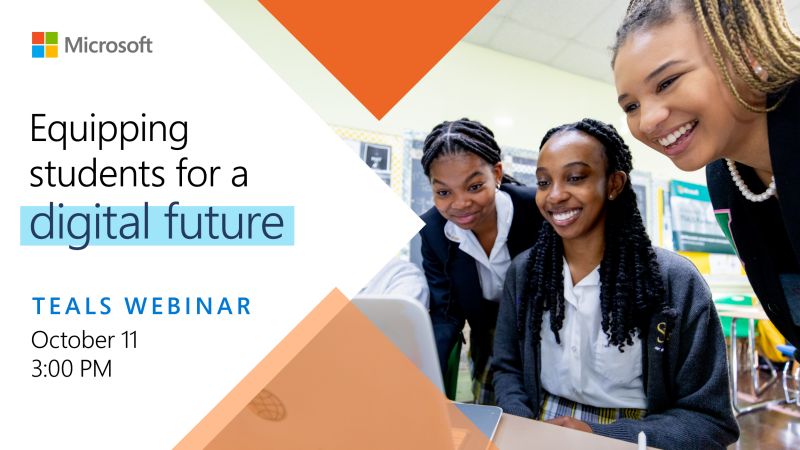 Developing strong computer science (CS) skills can lead students to in-demand careers and economic opportunity. Educators register today for this free webinar on 10 /11 to learn how you can bring inclusive CS education to your school.

Register today: : aka.ms/TEALS-October1…