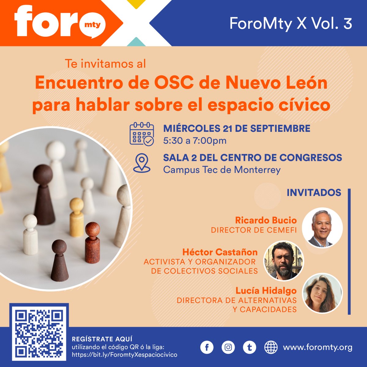 CCivicoNL's tweet photo. Te invitamos al "Encuentro de OSC de Nuevo León para hablar sobre el espacio Cívico" que tratará sobre su importancia y su defensa.
21 de septiembre | 5:30 p.m.
Sala 2 del Centro de Congreso, campus Tec de Monterrey
Registro: https://t.co/ucfeMj3cRf
-
#ForoMtyX #OSC #SíConLasOSC https://t.co/p2CVnayx0j