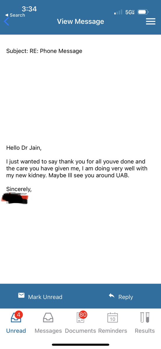 Nephrologist Big Win. The best message you can get as a nephrologist: I am doing well with my new kidney!! <a href="/uabmedicine/">UAB Medicine</a> <a href="/anupamuab/">Anupam Agarwal</a> <a href="/VineetaKumar8/">Vineeta Kumar</a> @MiriamGodwin4