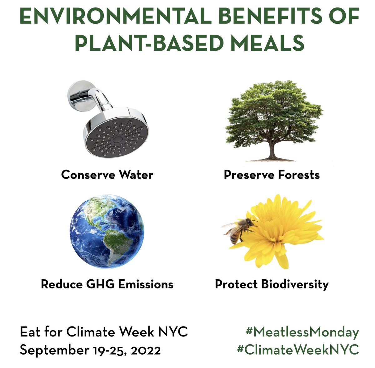 MeatlessMonday's tweet photo. Eat for Climate Week Fact: If everyone in #NewYorkCitychooses a veggie burger instead of a ΒΌ lb. beef burger this Meatless Monday, weβd preserve enough land to cover 20 Central Parks. #MeatlessMonday #ClimateWeekNYC #EatforClimateWeek @ClimateGroup https://t.co/8TtzjTRap3 https://t.co/YdSxhWWGmj