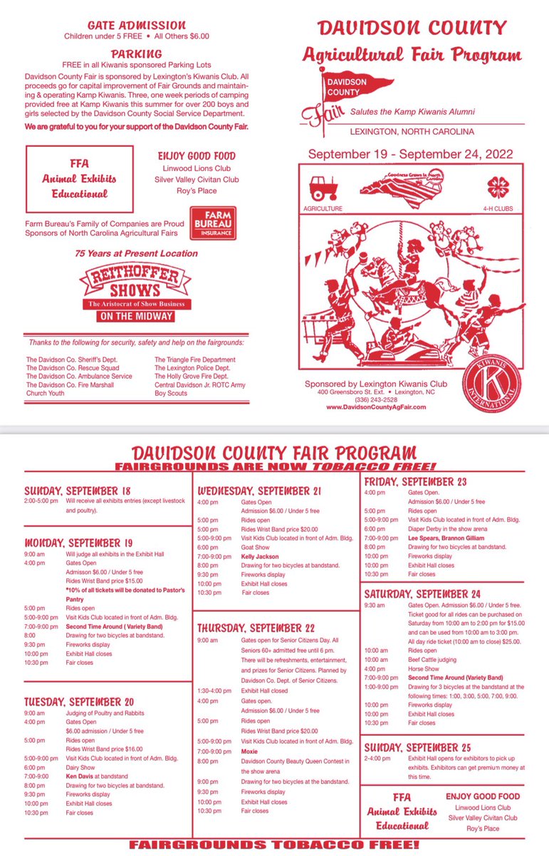 The fair has started! 9/19-9/24. SERVPRO of Lexington/Thomasville will be there Tuesday, Thursday &amp; Saturday from 3:15-10 helping our fellow Kiwanians make sure y’all have the best time. PARKING IS FREE! Come out &amp; have some fun! All info is below ⬇️⬇️