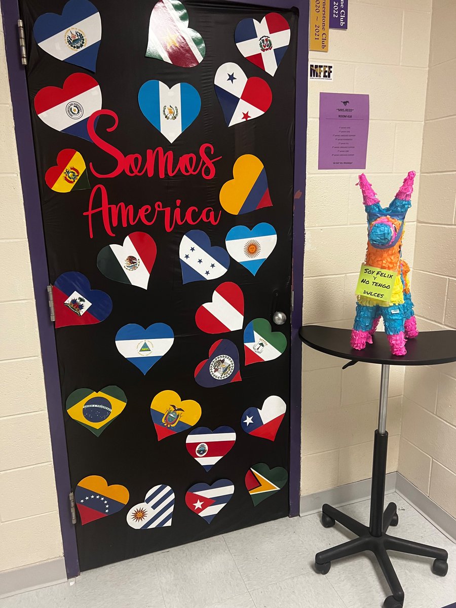 MFHS Newcomer Center students and Felix El Burrito displaying the flags of their home countries (along with a few others) to celebrate Hispanic Heritage Month. #HispanicHeritageMonth <a href="/MarbleFallsISD/">Marble Falls ISD</a> <a href="/mfisdEL/">MFISD BIL/ESL Programs</a>