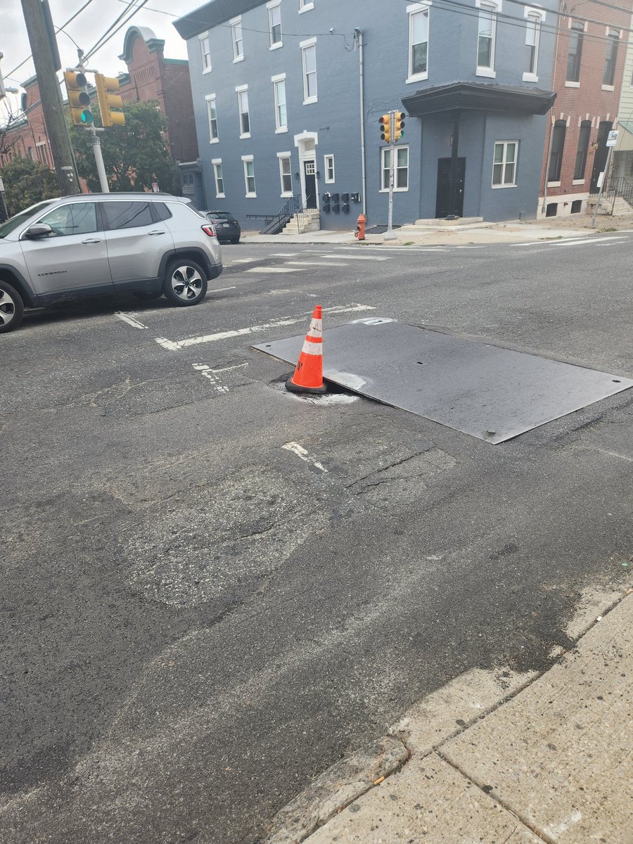 Tired0fCrooks's tweet photo. Why is the @PhiladelphiaGov allowing @MyPGWCommunity @MyPGW to destroy the streets of this city. Not even a half attempt to refill holes after themselves. So many cars get damaged every day. Its farcical. @Darrell_Clarke needs to step up. https://t.co/2AahIgNAMs